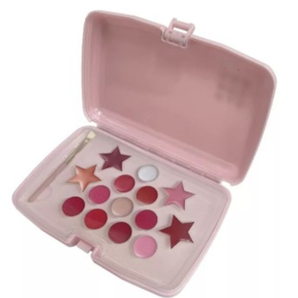 Caboodles Care Pack Lip Gloss Set & Brush Travel Organizer Makeup Case 14 Colors